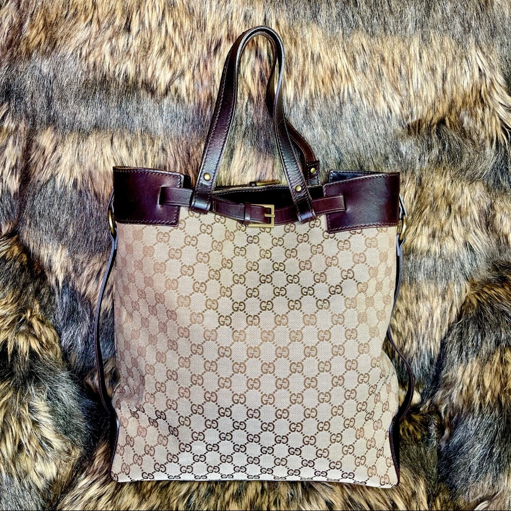 Gucci Original GG canvas Vertical Buckle tote - Large